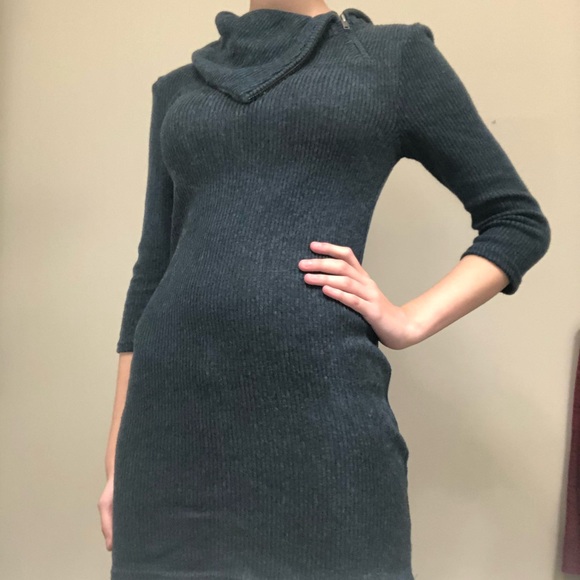 dark green sweater dress
